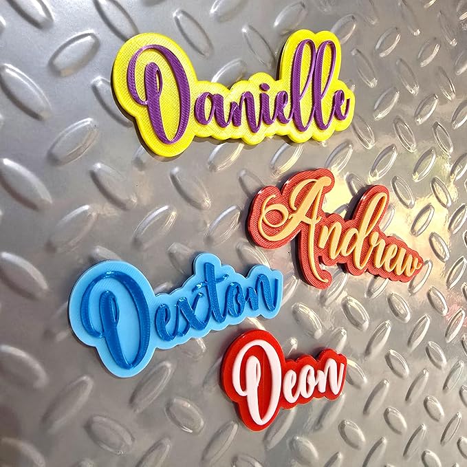 Iristy Custom name fridge magnet, family name magnets, locker name magnets, refrigerator name personalized magnet, many colors to choose from! A Flowing scripted style.
