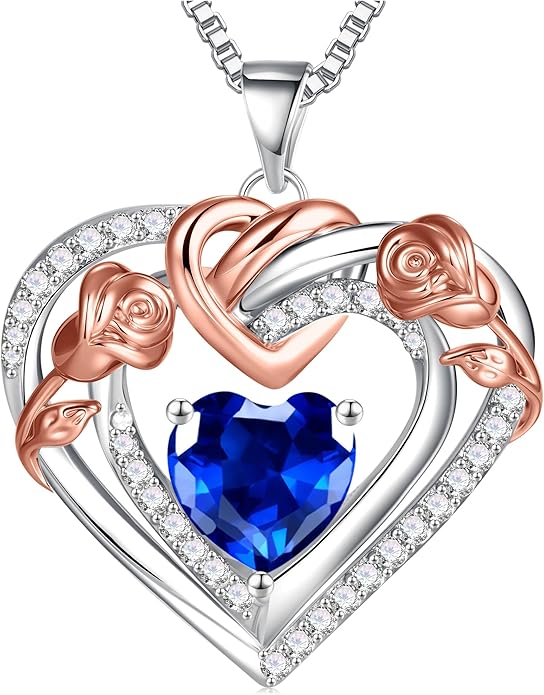 JKK Valentines Day Gifts for Mom - S925 Sterling Silver 12 Month Birthstone Necklaces Valentine's Day Mothers Day Birthday Christmas Gifts for Women Wift Mom