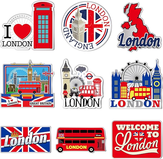 18 Pcs London Fridge Magnet Magnetic Refrigerator Stickers Metal Magnet London Souvenirs Gifts Refrigerator Magnets Home Decoration Accessories