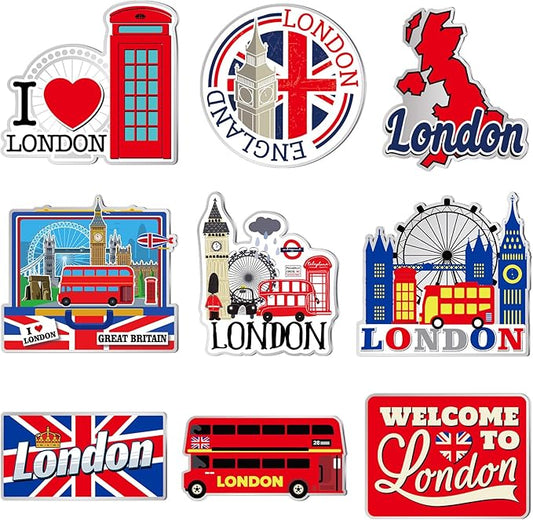 18 Pcs London Fridge Magnet Magnetic Refrigerator Stickers Metal Magnet London Souvenirs Gifts Refrigerator Magnets Home Decoration Accessories