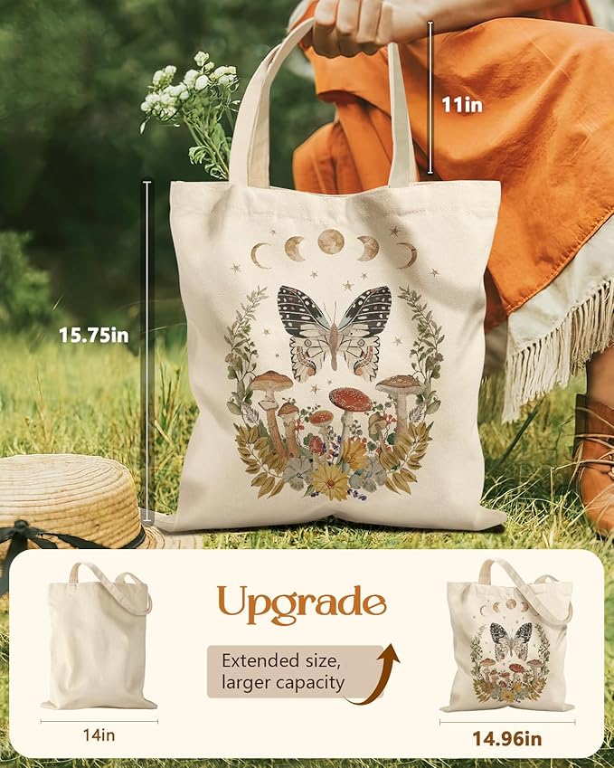 Miss Adola Aesthetic Tote Bag for Girls - with Magnetic Buckle and Zipper Inner Pocket for Women Lady Canvas Cotton Tote Bag
