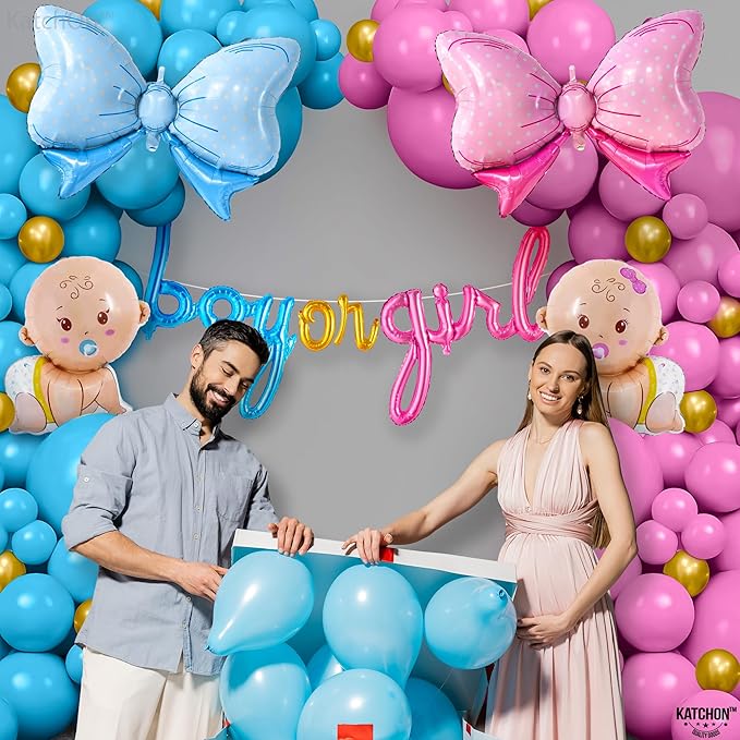 KatchOn, Gender Reveal Balloon Arch Kit - Pack of 70 | Pink and Blue Balloons,Boy or Girl Sign, Baby Balloons | Boy or Girl Gender Reveal Decorations | Baby Shower Decorations | Pink and Blue Decor