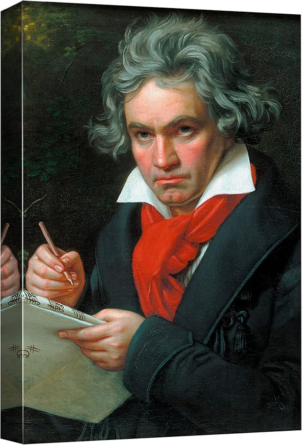 wall26 Canvas Print Wall Art Portrait of Beethoven People Pop Culture Historical Realism Famous Closeup Colorful Multicolor Classical for Living Room, Bedroom, Office - 24"x36"