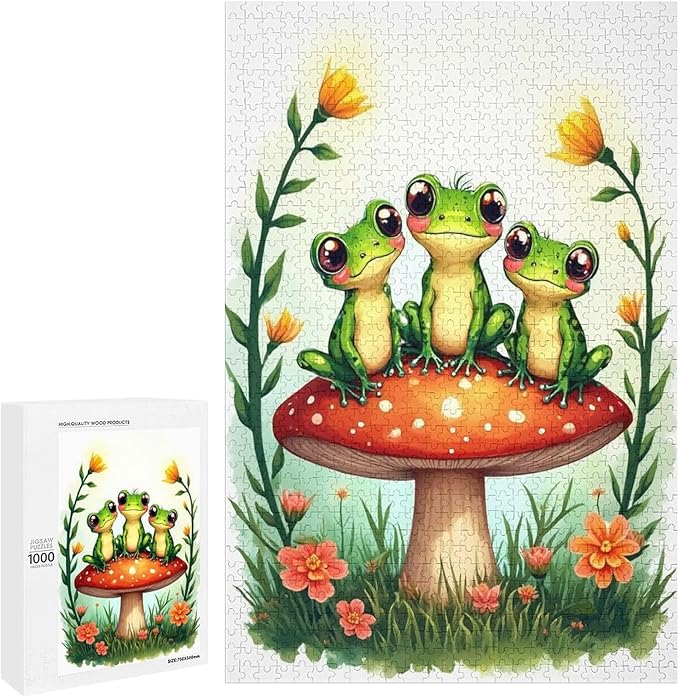 Jigsaw Puzzles for Adults 1000 Piece - Colorful Frogs Wooden Puzzles, Unique Gifts for Wall Art，Family Puzzles，Educational Games，Challenge Puzzles