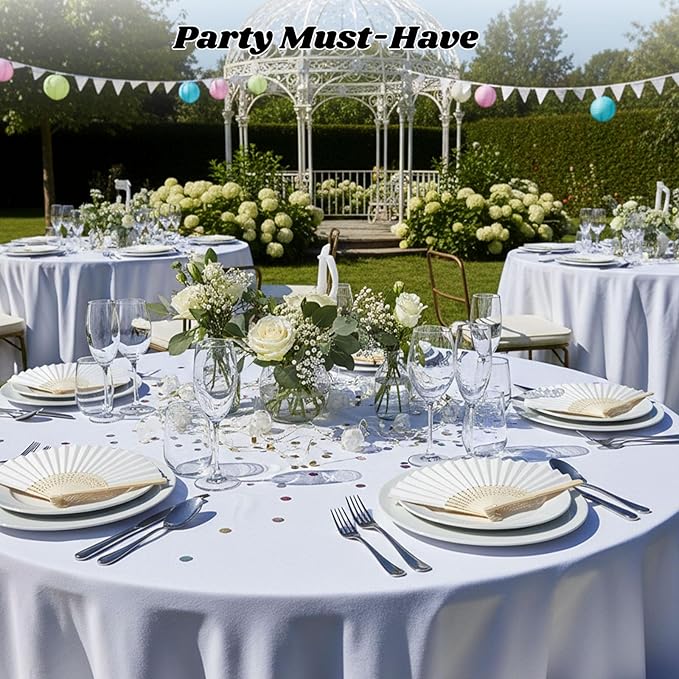 JOHOUSE 12 Pcs White Paper Fans Handheld – 8.3 Inch Foldable Hand Fan, Folding Fans Handheld for Women, Paper Fan for Wedding Guests, Bridal & Baby Shower Favors, Party Decorations