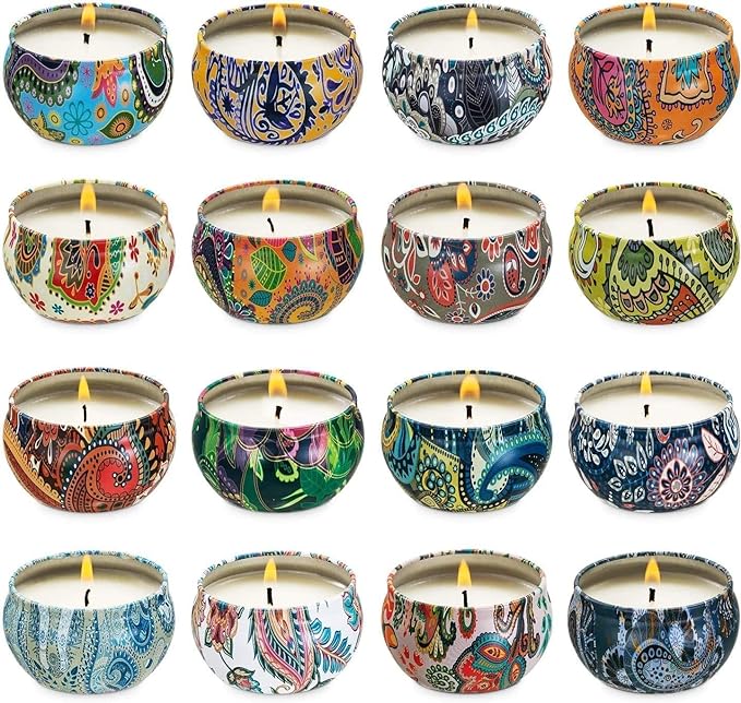 Set 16 Pack Scented Candles Gifts Soy Wax Travel Tin Jar Candles for Home 2.5 OZ Scented Candles for Mom for Christmas, Birthday, Thanksgiving, Mother's Day…