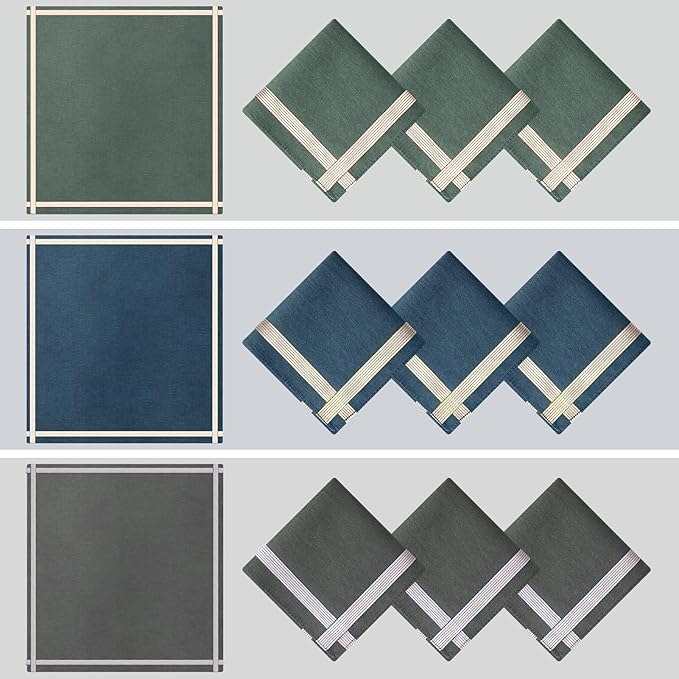 Handkerchiefs for Men, Soft Cotton Men’s Handkerchiefs, Cotton Hankies for Men, Assorted Hankies, 17x17 3/6 PCS