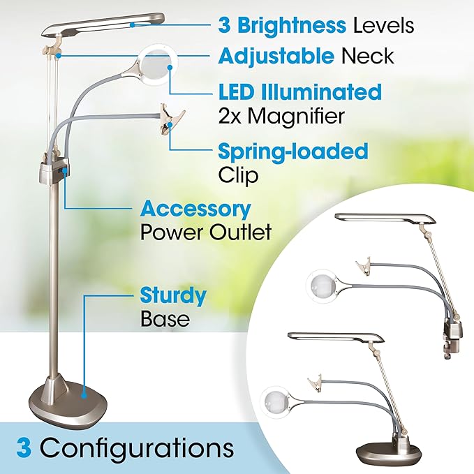 Ultimate LED 3-in-1 Creative Station w/Magnifier, Clearsun, Champagne, Shipper