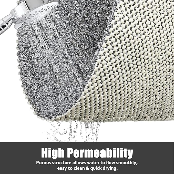 Shower Mat Non Slip - 24x24 Inch Soft Comfort Bath Mat with Drainage Holes, PVC Loofah Massage Bathmat for Shower, Tub, Bathroom, Wet Areas, Quick Drying