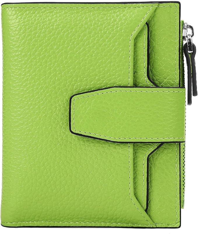 AINIMOER Women's RFID Blocking Leather Small Compact Bi-fold Zipper Pocket Wallet Card Case Purse with id Window