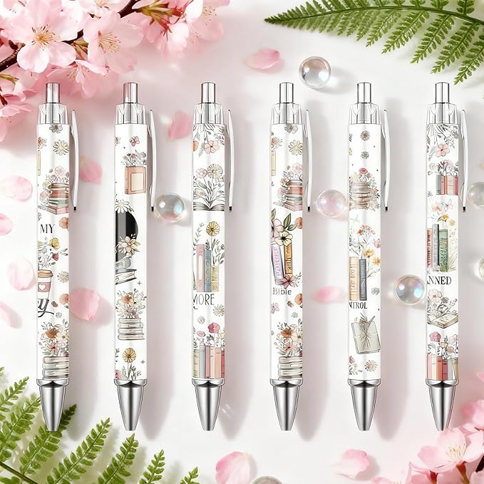 Book Lovers Ballpoint Pens Gifts 24 Pcs Reading Pen Set Bookish Retractable Smooth Writing Ballpoint Pen Reading Book Club Gift for Women Readers Librarian Lover Bookworms Party Favor