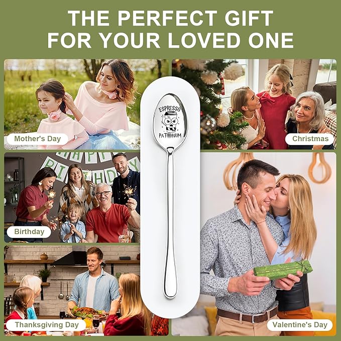 Funny Stainless Steel Spoon for Coffee Lovers Bookworms Birthday, Valentine's Day, Christmas Thanksgiving Graduation Housewarming Gifts, Unique Idea Gift