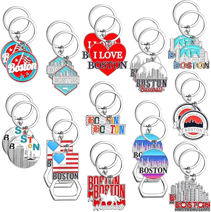Landical Boston Keychain Metal Bulk Boston Souvenir Gifts Massachusetts Travel Gifts Key Ring Souvenirs Bottle Opener