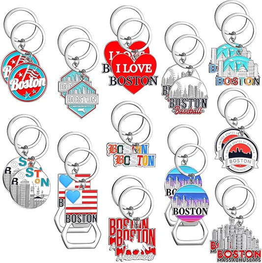 Landical Boston Keychain Metal Bulk Boston Souvenir Gifts Massachusetts Travel Gifts Key Ring Souvenirs Bottle Opener