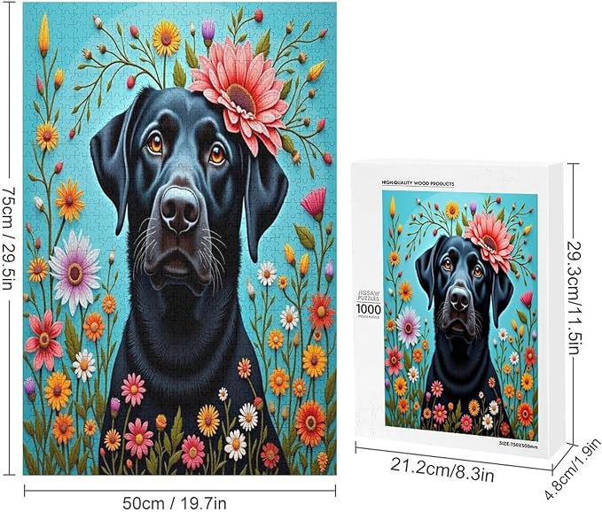 Jigsaw Puzzles for Adults 1000 Piece - Black Labrador Dog Themed Wooden Puzzles，Puzzle Games Challenge Puzzles，Educational Games，Family Puzzles，Unique Gifts for Wall Art