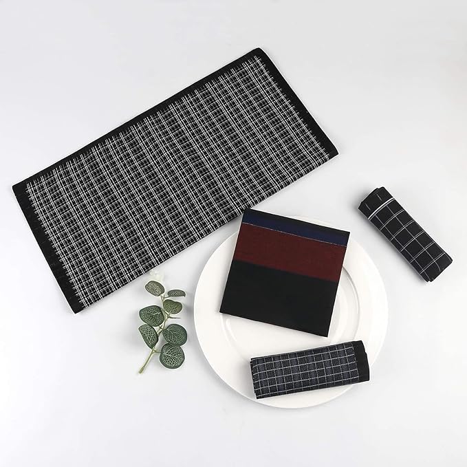 HOULIFE Men’s Handkerchiefs, Black Cotton Handkerchiefs for Men, 17x17 11 Pcs