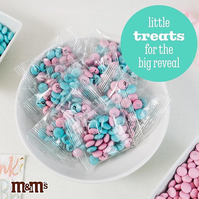 M&M'S World Gender Reveal Favors Milk Chocolate Candy .75oz 20 Pack Bag with Light Blue and Pink M&M'S for Baby Showers Gender Reveal Events and Party Giveaways