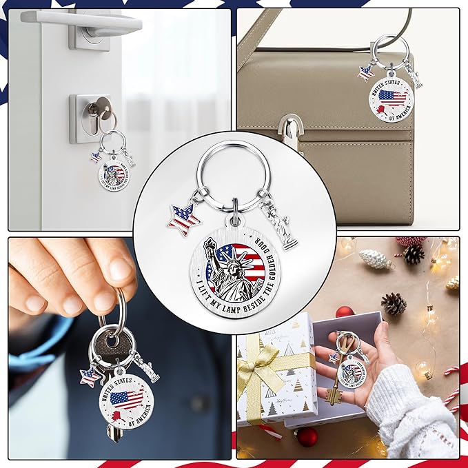 Patriots Gifts American Flag Keychain - America United States Map Keychains, Inspirational USA Souvenir Keyring for Men Women