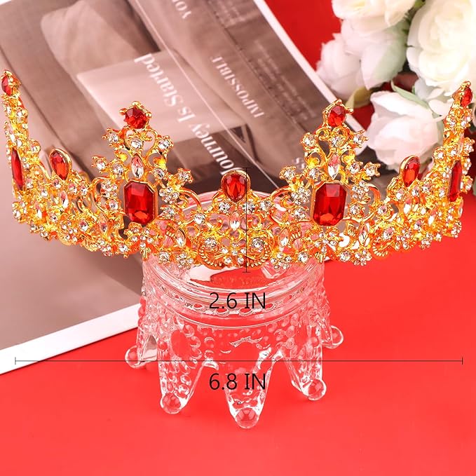 Didder Red and Gold Queen Crown Birthday Tiara Princess Tiaras and Crowns for Women and Girls Halloween Costume Prom Headpiece Hair Accessories