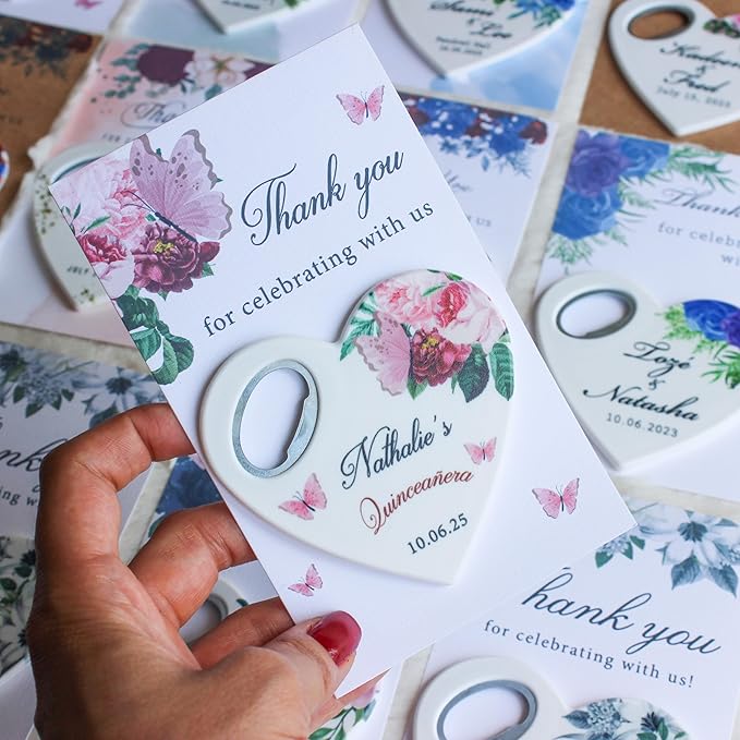 50 Pcs Wedding Favors for Guests,Hearts Shape Bottle Opener, Personalized Party Favors in Bulk, Wedding Favor Guest