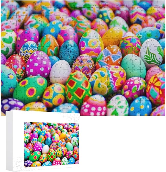 Wooden Puzzle - Easter Eggs Jigsaw Puzzles，Wooden Puzzles for Adults 300 Pieces Challenge Puzzles，Educational Games，Family Puzzles，Unique Gifts for Wall Art,Funnny Puzzles