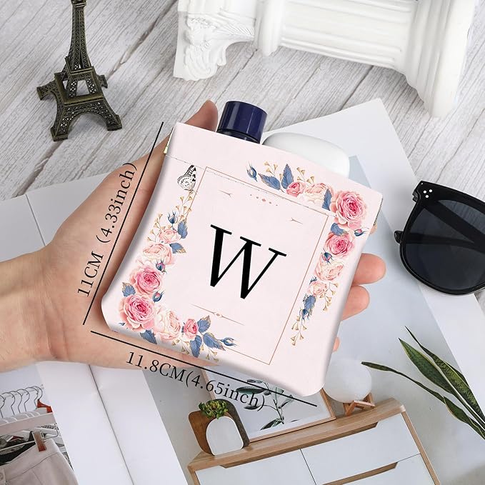 2Pcs Initial Letter PU Leather Small Squeeze Coin Purse Pouch Mini coin Bag Unique And Cute Wallet Cosmetic Bags For Women Girls Men Change Bag Letter W