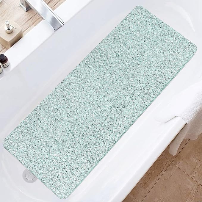 Bathtub Mat Shower Mat Non-Slip - 16x39 Inch Soft Comfort Bath Mat with Drainage Holes, PVC Loofah Massage Bathmat for Shower, Tub, Bathroom, Wet Areas, Quick Drying