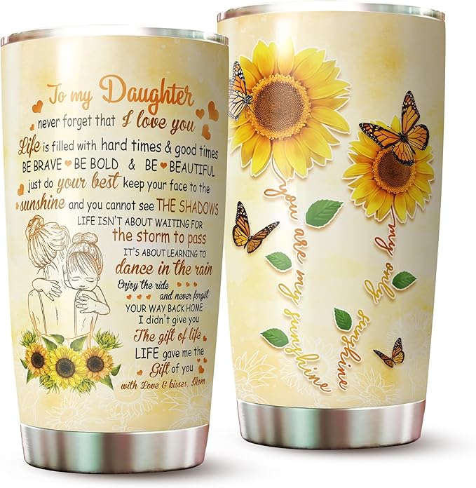 Daughter Tumbler - Gifts for Daughter from Mom, Mothers - Gifts for Daughter on Mothers Day, Christmas - Daughter Cup - To My Daughter Mug - Mother Daughter Tumbler - Tumbler 20 Oz