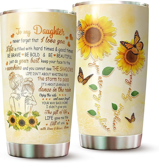Daughter Tumbler - Gifts for Daughter from Mom, Mothers - Gifts for Daughter on Mothers Day, Christmas - Daughter Cup - To My Daughter Mug - Mother Daughter Tumbler - Tumbler 20 Oz