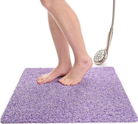 Enkosi Loofah Shower Mat Non-Slip - Anti-Slip Bath Mat for Inside Showers, Tub, Bathtub, Bathroom - Quick Dry PVC with Drain Holes - Cushioned Safety Grip - Secure for Kids and Elderly (Purple 24x24)