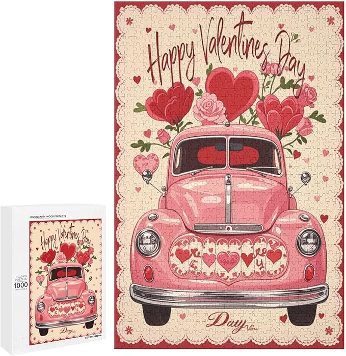 Jigsaw Puzzles for Adults 1000 Piece - Happy Valentine's Day Wooden Puzzle，Family Puzzles，Educational Games，Challenge Puzzles Puzzle Games，Stress Relief Games