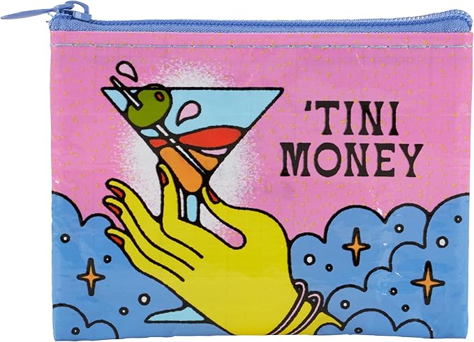 Blue Q Coin Purse – Cute Coin Pouch for Men and Women, Small Wallet Keychain Organizer, Zipper Bag for Coins, Gift Cards & Earbuds, Mini Card Holder, Compact Zip Wallet, 3"h x 4"w