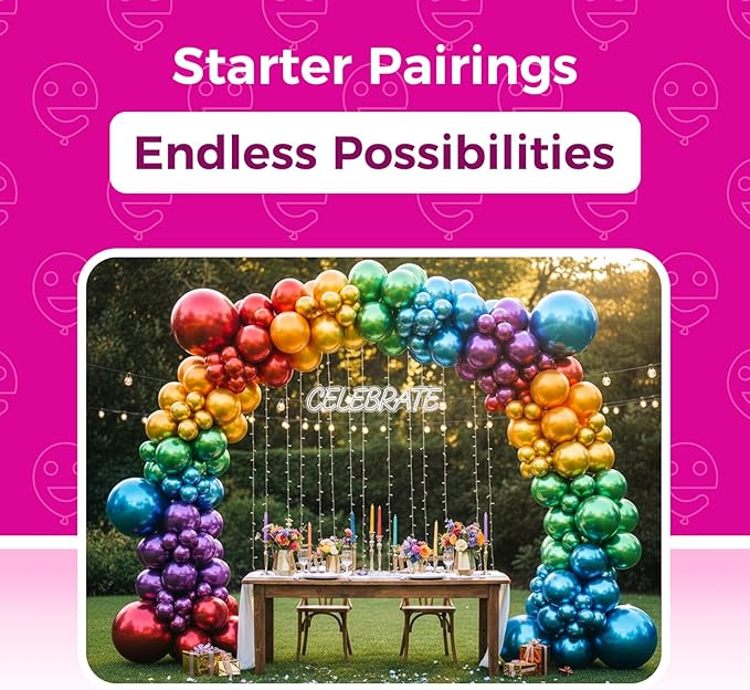 Bezente Metallic Chrome Latex Party Balloons - 150 Pack 5 Inch Small Helium Assorted Balloons Latex Colorful Party Balloons for Birthday Bridal Shower Wedding Decorations