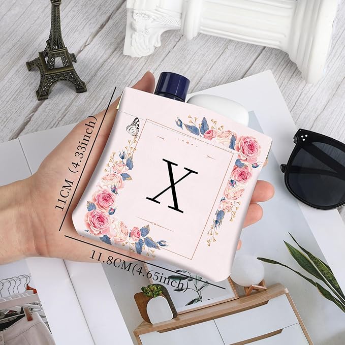 2Pcs Initial Letter PU Leather Small Squeeze Coin Purse Pouch Mini coin Bag Unique And Cute Wallet Cosmetic Bags For Women Girls Men Change Bag Letter X