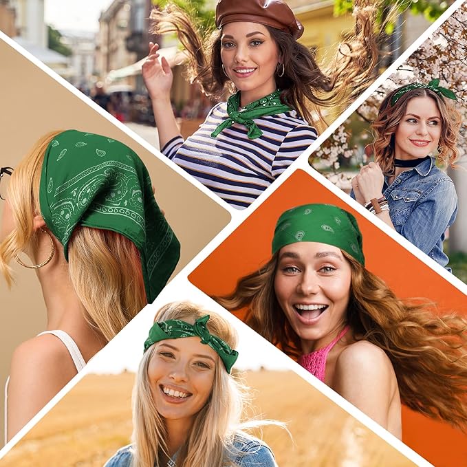PLULON 30 Pack Bandanas for Men Women, Polyester Novelty Paisley Pattern Bandana Headbands Wristband Neckerchief Cowboy