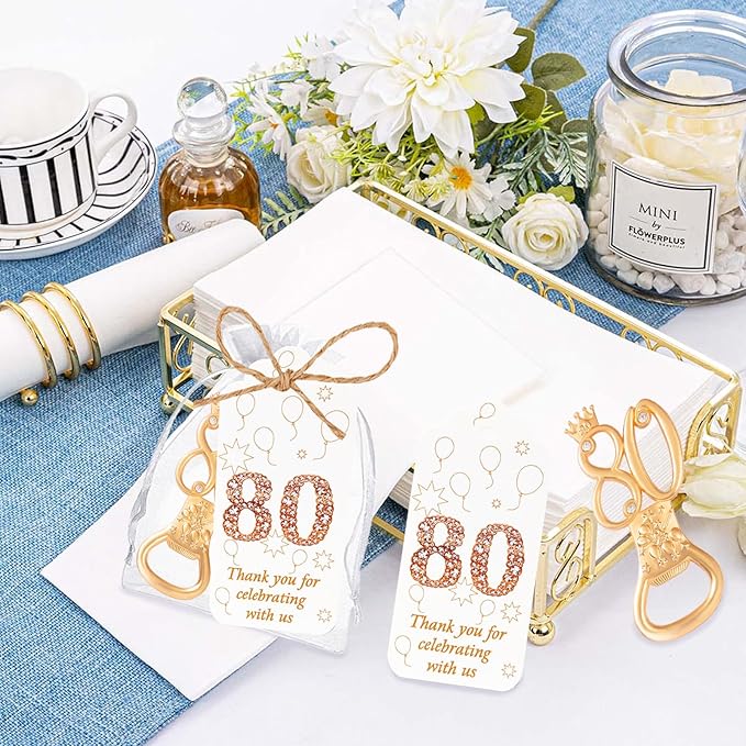 50Pcs 80th Birthday Bottle Opener Set 80th Birthday Party Favors 80th Golden Bottle Openers Personalized Party Favors Wedding Anniversaries Souvenirs Favors For Guests Party