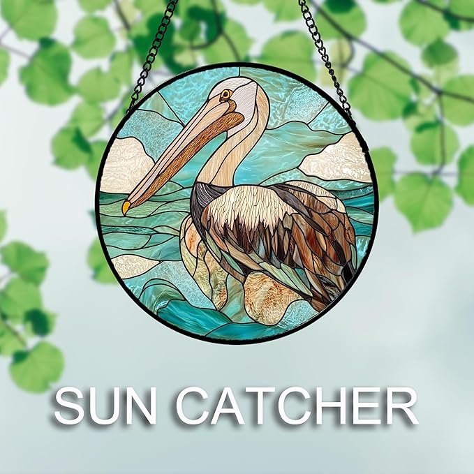 Stained Glass Window Hanging 4 Pcs Set Cyan Ocean Life Theme 7.8" - Sea Starfish Suncatcher Door Garden Sun Catcher Decor Birthday for Mom Woman Nana Men Friend