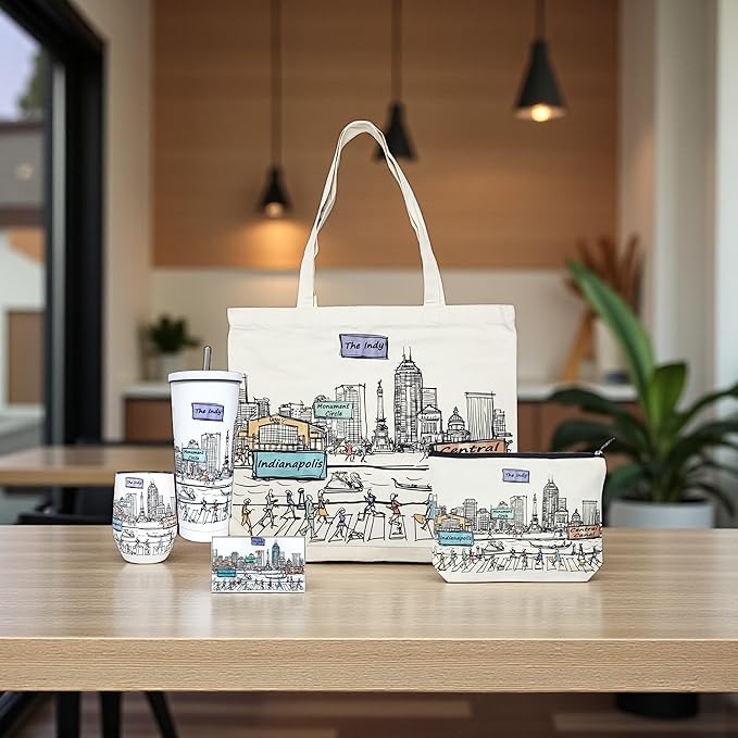 Cities Around the World 25 Oz Tumbler Series - Designed in the USA - Vacuum Insulated Tumbler with Lids & Straw - Stainless Steel Coffee Water Travel Mug, for Hot Cold Drink (Indianapolis)