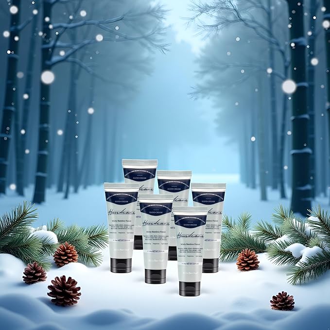 DincherBel 6 Pack Travel Size Hand Cream Set - 1 oz Moisturizing Lotion for Dry Cracked Hands, Misty Bamboo Forest Scented Hand Lotion Gift for Women, Nurses, Teachers, Bridesmaids Gifts