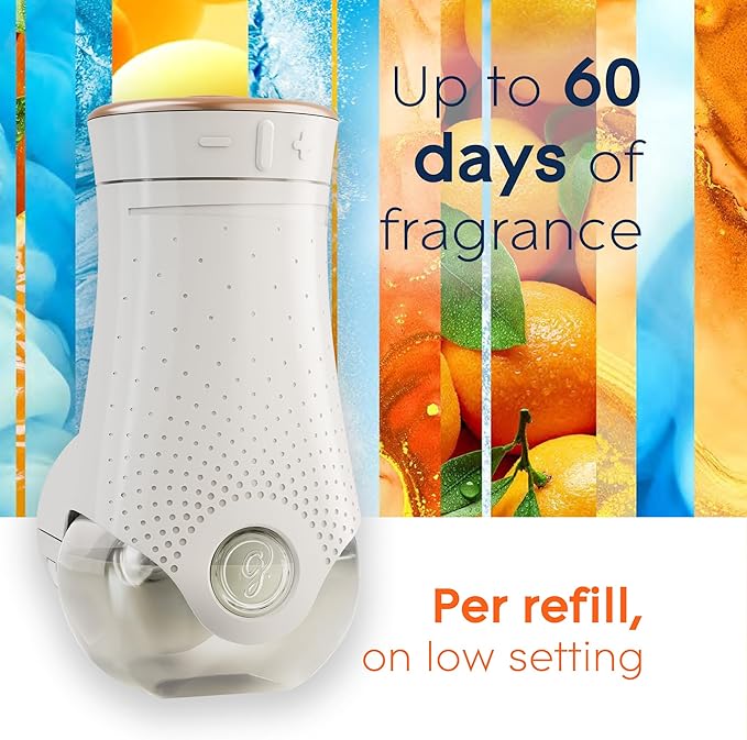 Glade PlugIns Refills Air Freshener Starter Kit, Scented and Essential Oils for Home and Bathroom, Coastal Sunshine Citrus, 4.02 Fl Oz, 2 Warmers + 6 Refills