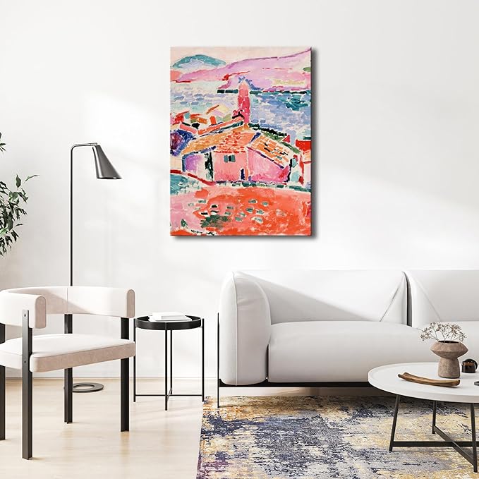 Wieco Art Canvas Print Wall Art View of Collioure 1905 by Henri Mattise Abstract Colorful Art Matisse Posters Canvas Prints for Wall and Home Office Decorations