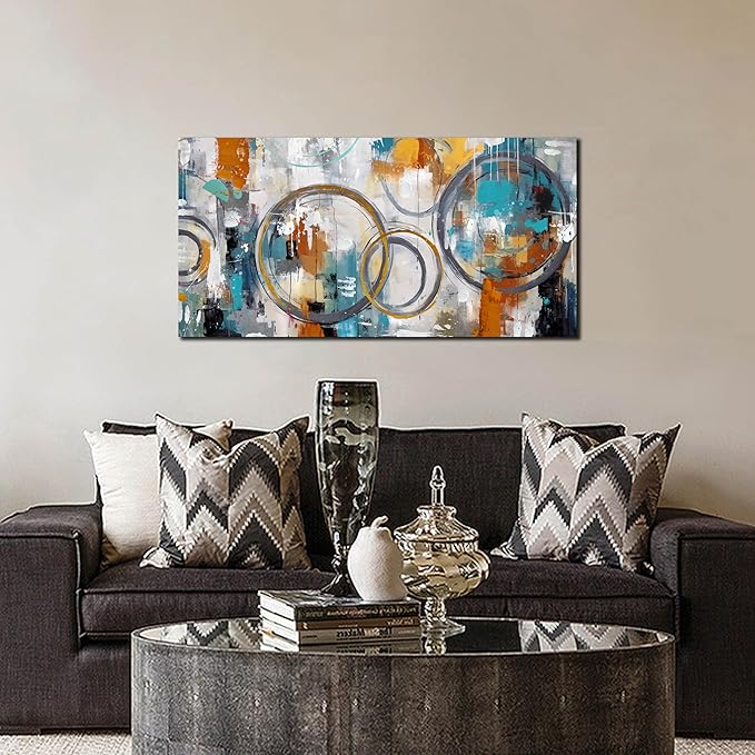 JKWALL77 Abstract Painting for Living Room Canvas - Modern Art Work for Office Walls Ready To Hang 20" x 40"