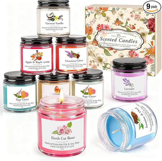 9 Pack Candles Gift for Women Aromatherapy Candles for Home Scented 36 oz 300 Hour Long Lasting Candles Gifts Set, Mothers Day Gifts, Birthday, Valentine, Christmas, Anniversary Holiday Home Decor