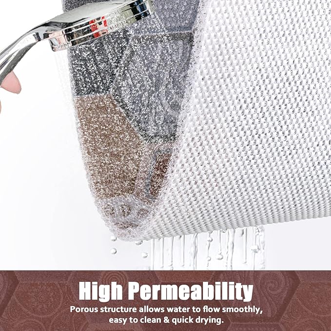 Shower Mat Non-Slip, 24x16 Inch Soft Comfort Bath Mat with Drainage Holes, PVC Loofah Massage Bathmat for Shower,Tub,Bathroom,Wet Areas, Quick Drying