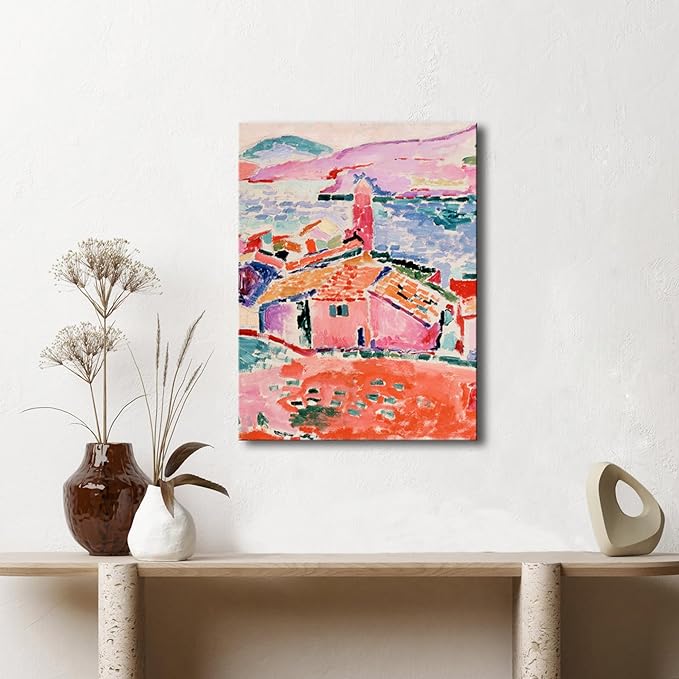 Wieco Art Canvas Print Wall Art View of Collioure 1905 by Henri Mattise Abstract Colorful Art Matisse Posters Canvas Prints for Wall and Home Office Decorations