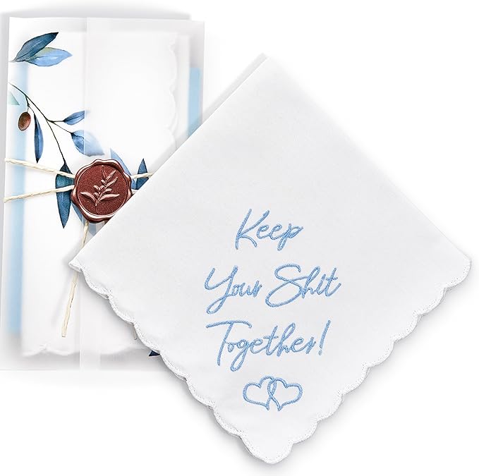 W&F GIFT Handkerchief - 12" x 12" - Something Blue for Bride on Wedding Day - Fun Gift