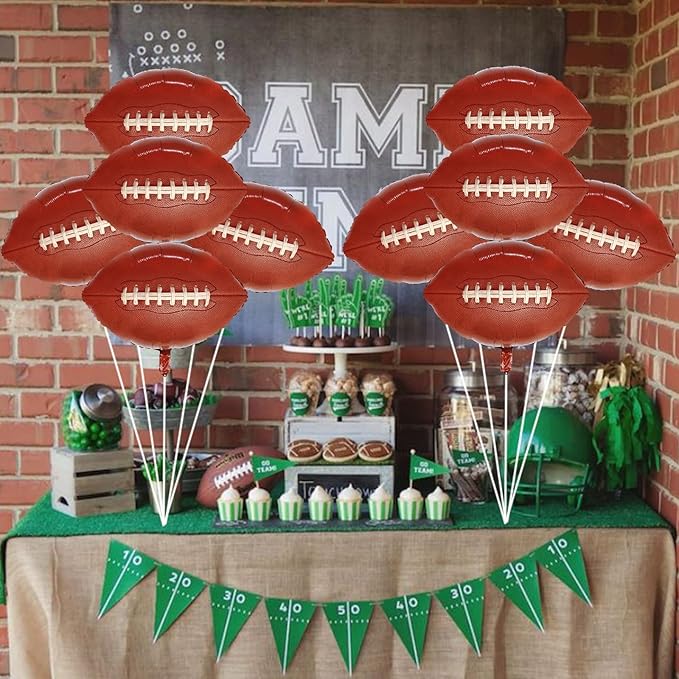 5 Pieces Large Football Party Balloons, Brown Football Shaped Mylar Foil Balloons Sports Theme Party Decorations for Boys Men Football Fans Tailgate Birthday Party Sport Decorations Supplies