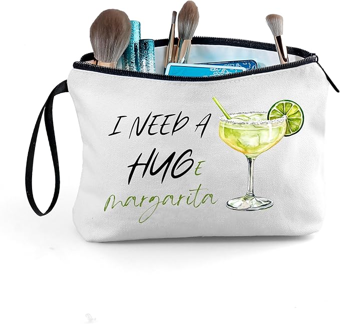 Margarita Cocktail Tequila Funny Unique Birthday Drink Gift Accessories for Women Female Coworker Friend Her Bartender Mixologist Alcohol Lover Makeup Cosmetic Bag Valentine's day