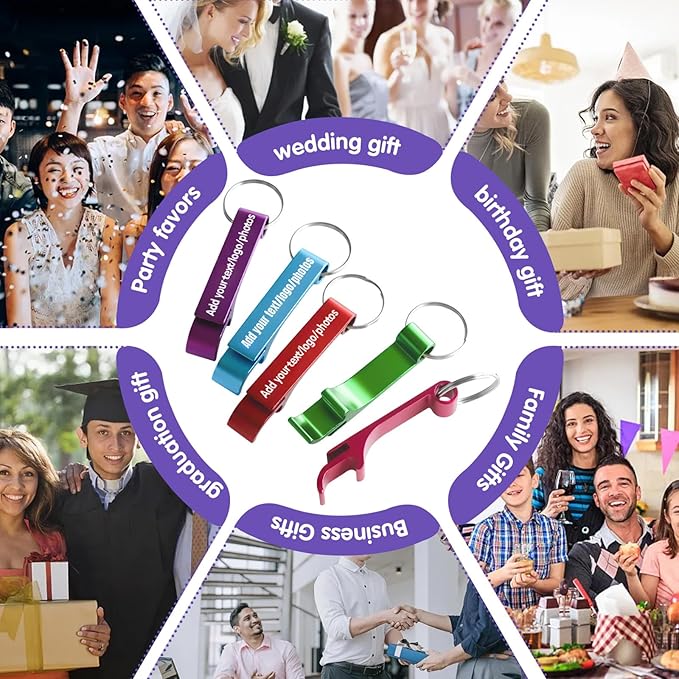 30pcs Personalized Bottle Opener - Custom Bottle Opener Keychain for Wedding, Anniversary, party,Support for Customized Logos
