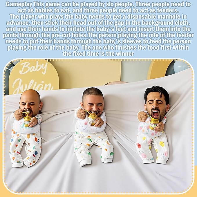 7 Pcs Baby Shower Games Feed Me Baby Shower Games Decor Include 3 Funny Blind Feeding Costume 3 Bib 1 Bed Sheet for Gender Reveal Party Supplies Bridal Party Favors for Gender Reveal Game Decor